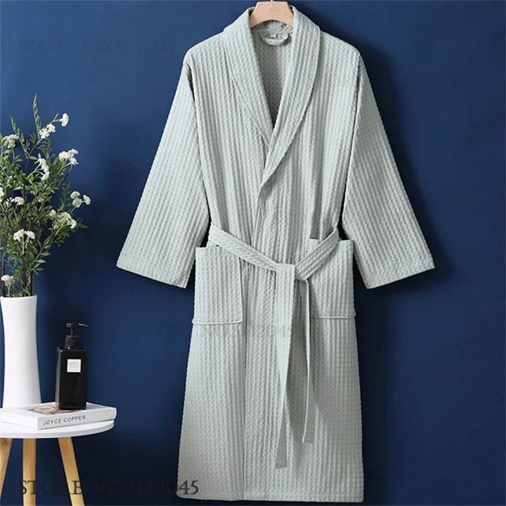 100 Percent Cotton Waffle Kimono Robe For Couples 4
