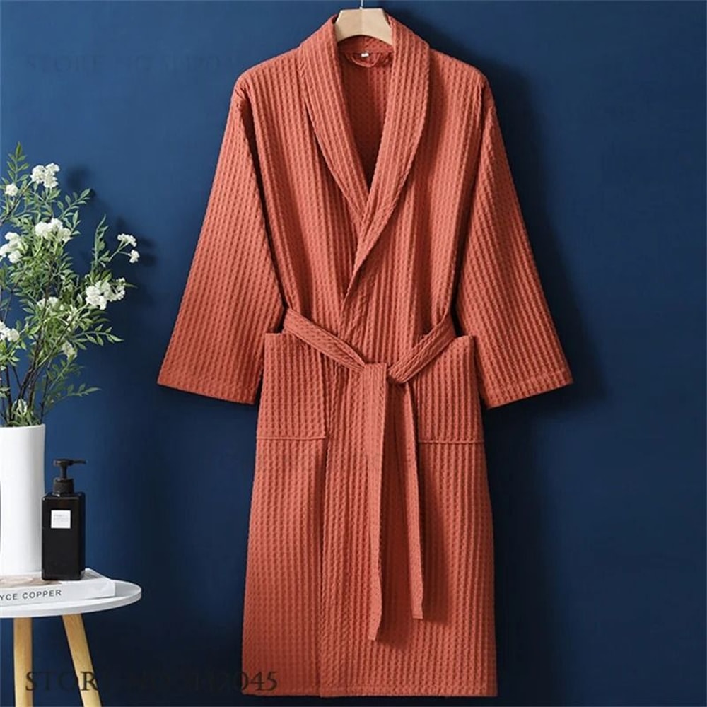 100 Percent Cotton Waffle Kimono Robe For Couples 8