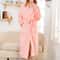 Winter Coral Fleece Long Kimono Robe Thick Warm Homewear 11