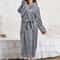 Winter Coral Fleece Long Kimono Robe Thick Warm Homewear 5