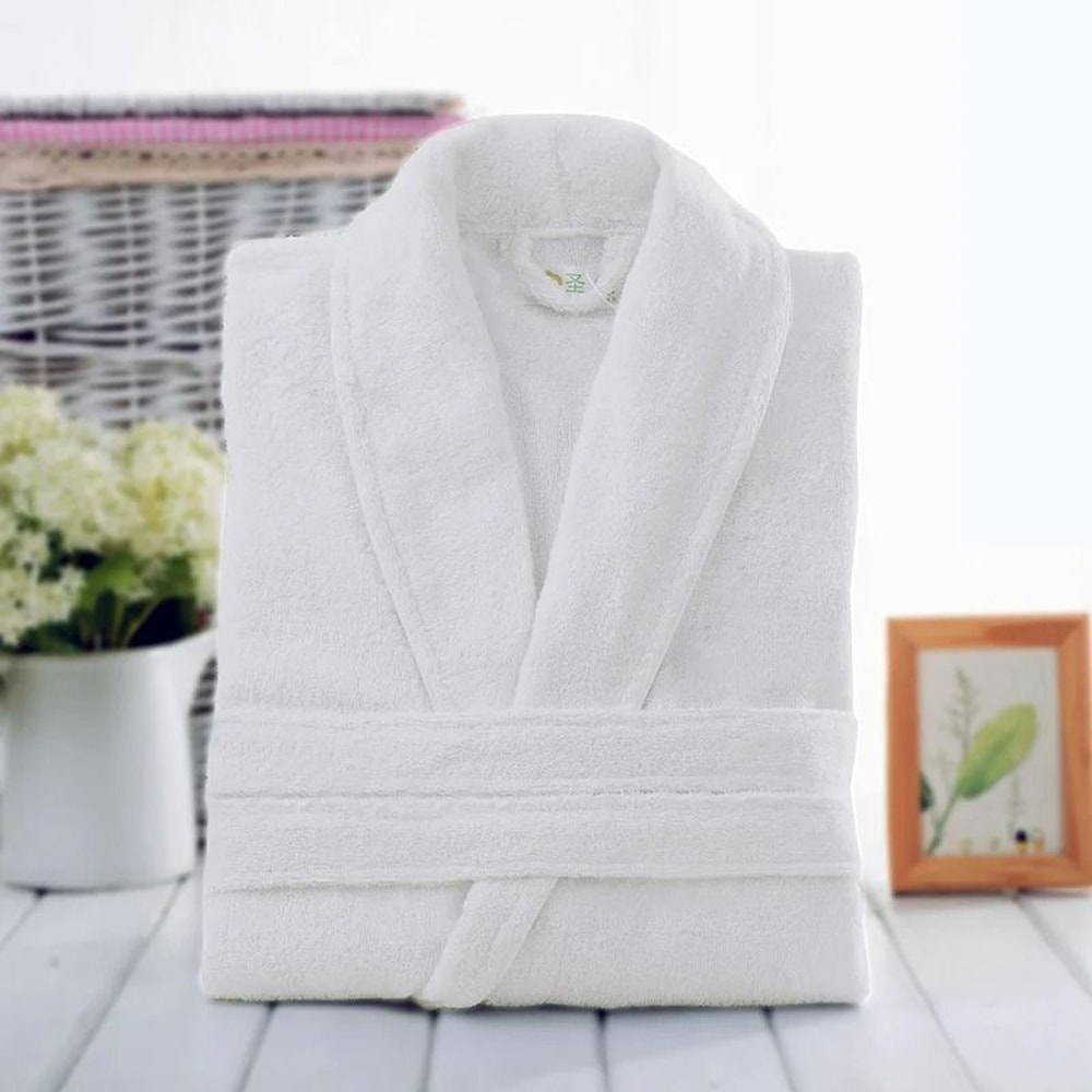 Luxury Cotton Bathrobe Soft Terry Cloth Unisex Spa Robe For Men And Women 2