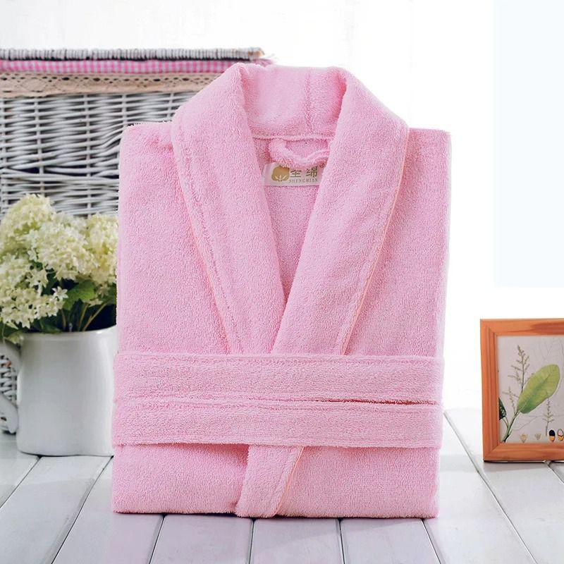 Luxury Cotton Bathrobe Soft Terry Cloth Unisex Spa Robe For Men And Women 9