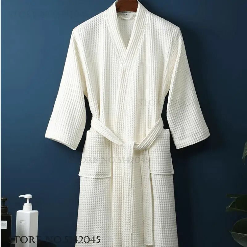 Cotton Waffle Kimono Bathrobe Yukata Style Couple Loungewear 8