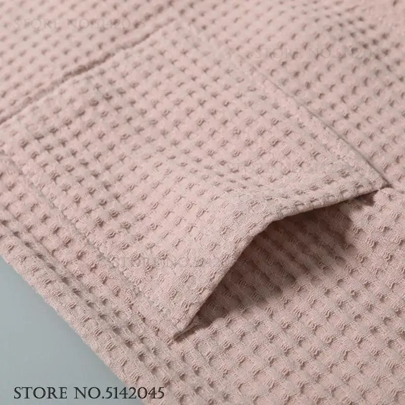 Cotton Waffle Kimono Bathrobe Yukata Style Couple Loungewear 7