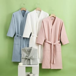 cotton waffle bathrobe quick dry hotel style unisex couples robe