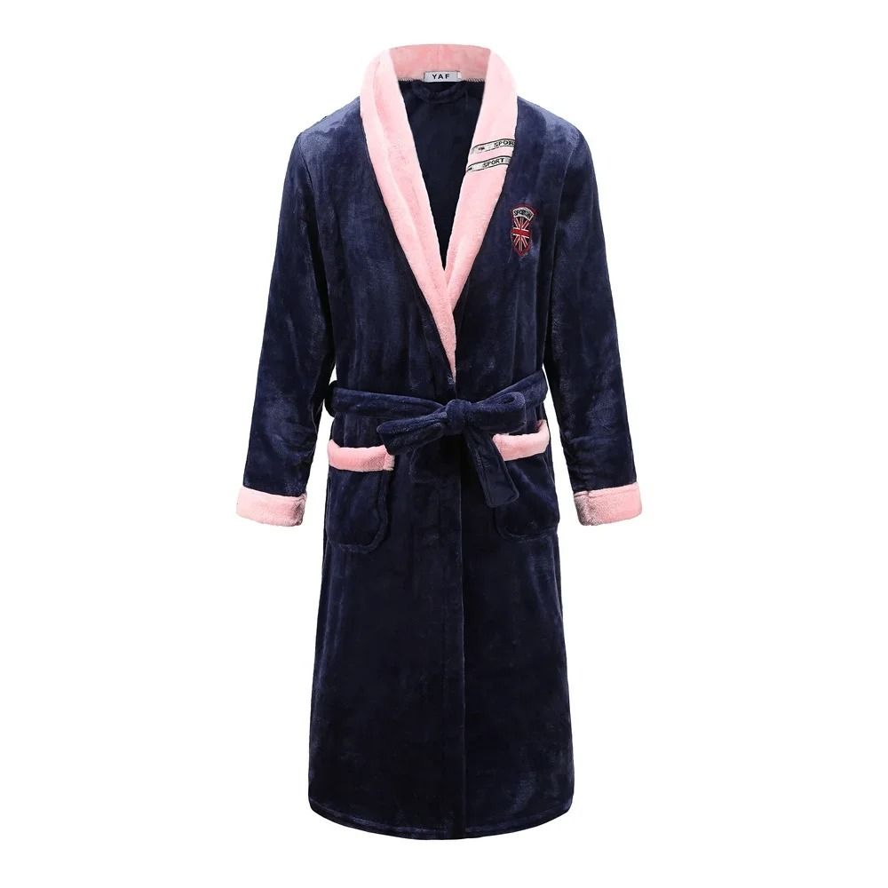 Winter Thick Coral Fleece Couple Robe Plush Flannel Kimono Gown 2