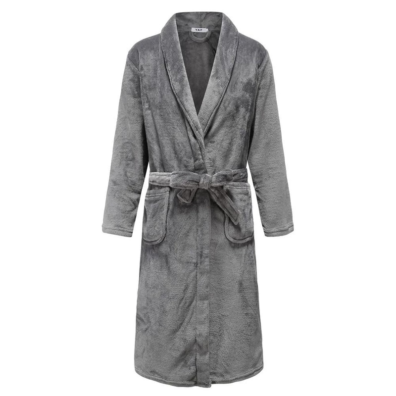 Winter Thick Coral Fleece Couple Robe Plush Flannel Kimono Gown 11