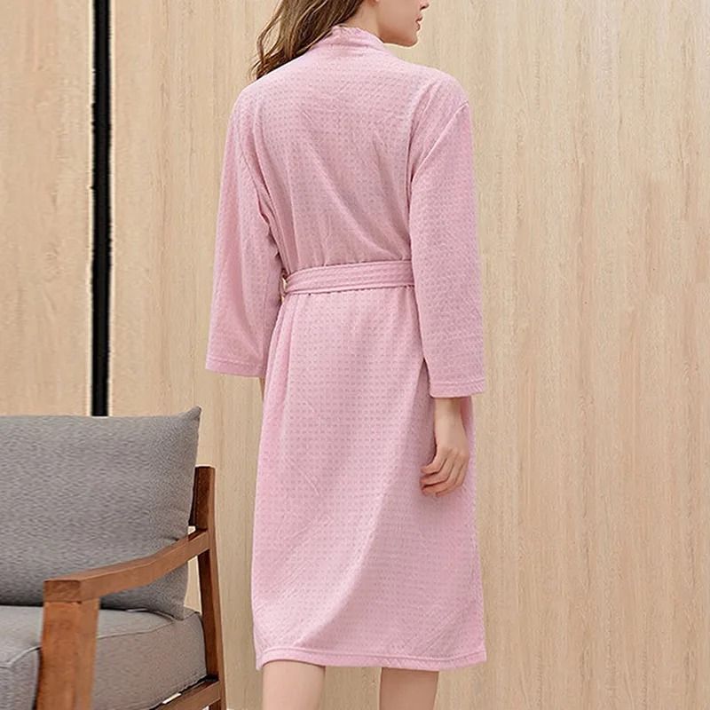 Unisex Waffle Bathrobe Long Shower Sleepwear For Men And Women 1