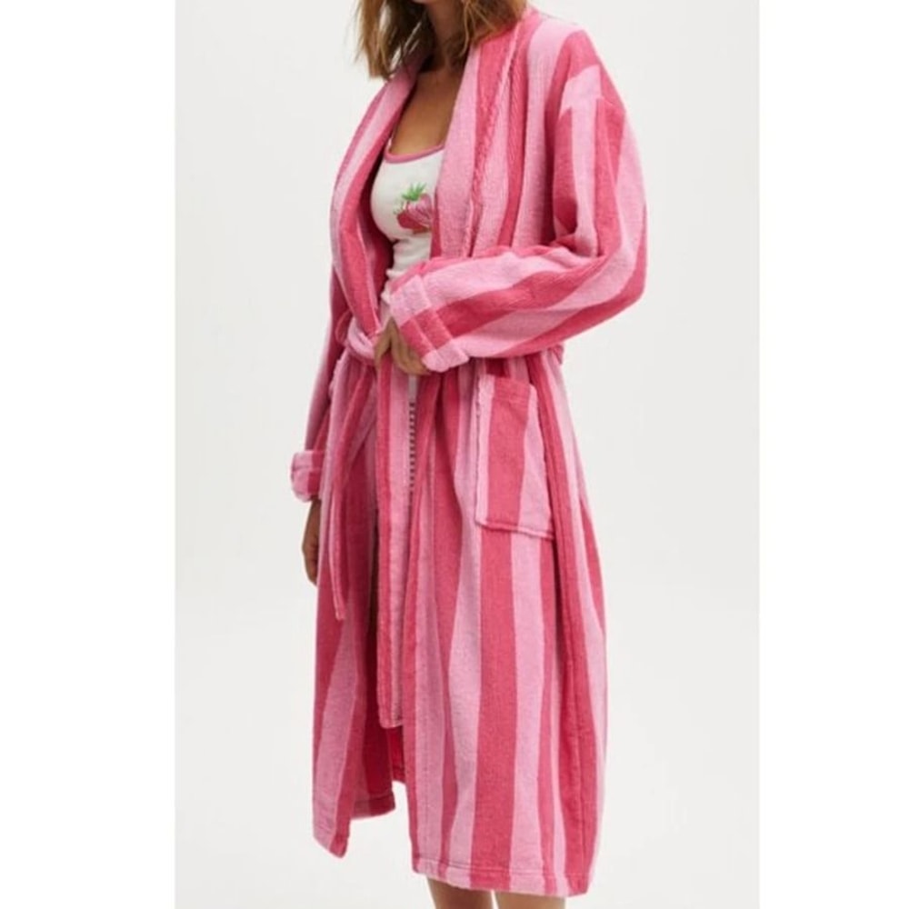 Comfort Womens Towel Robe Lace Up Printed Classic Spa Bathrobe 2