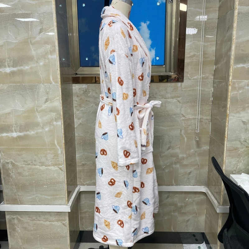 Comfort Womens Towel Robe Lace Up Printed Classic Spa Bathrobe 7