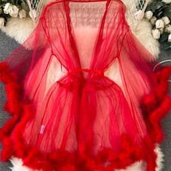 singreiny sheer lace up shapewear robe long sleeve midi lingerie