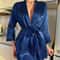Ice Silk Lace Up Morning Gown Summer Sexy Bathrobe For Women 1