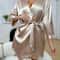 Ice Silk Lace Up Morning Gown Summer Sexy Bathrobe For Women 2