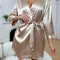 Ice Silk Lace Up Morning Gown Summer Sexy Bathrobe For Women 2