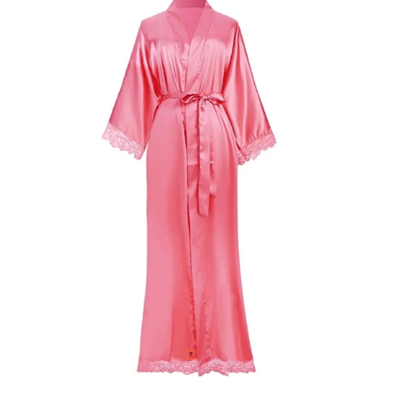 Silk Satin Lace Long Wedding Robe For Bride And Bridesmaid 2