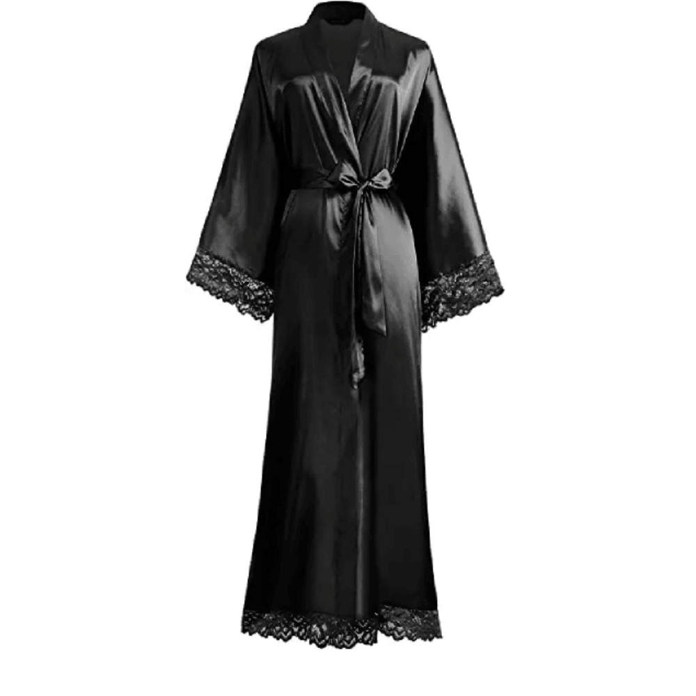 Silk Satin Lace Long Wedding Robe For Bride And Bridesmaid 1