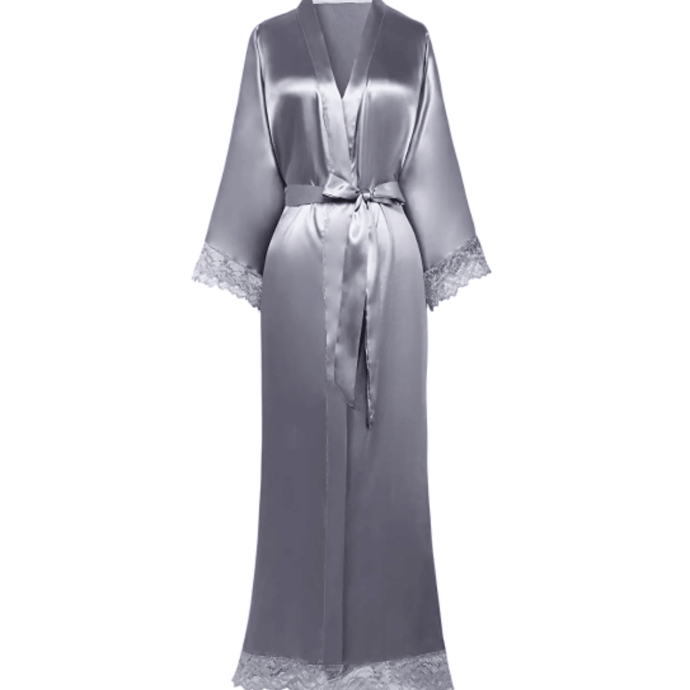 Silk Satin Lace Long Wedding Robe For Bride And Bridesmaid 4