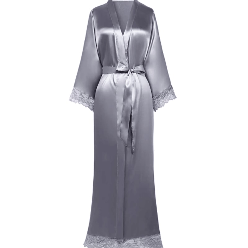 Silk Satin Lace Long Wedding Robe For Bride And Bridesmaid 4