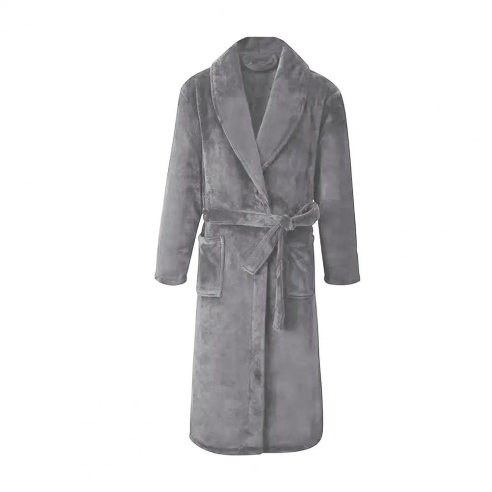 Mens Plush Flannel Winter Bathrobe Thick Lined Medium Length Home Robe 3