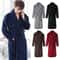 Mens Plush Flannel Winter Bathrobe Thick Lined Medium Length Home Robe 0