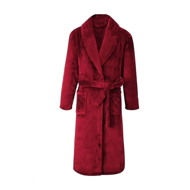 Mens Plush Flannel Winter Bathrobe Thick Lined Medium Length Home Robe 5