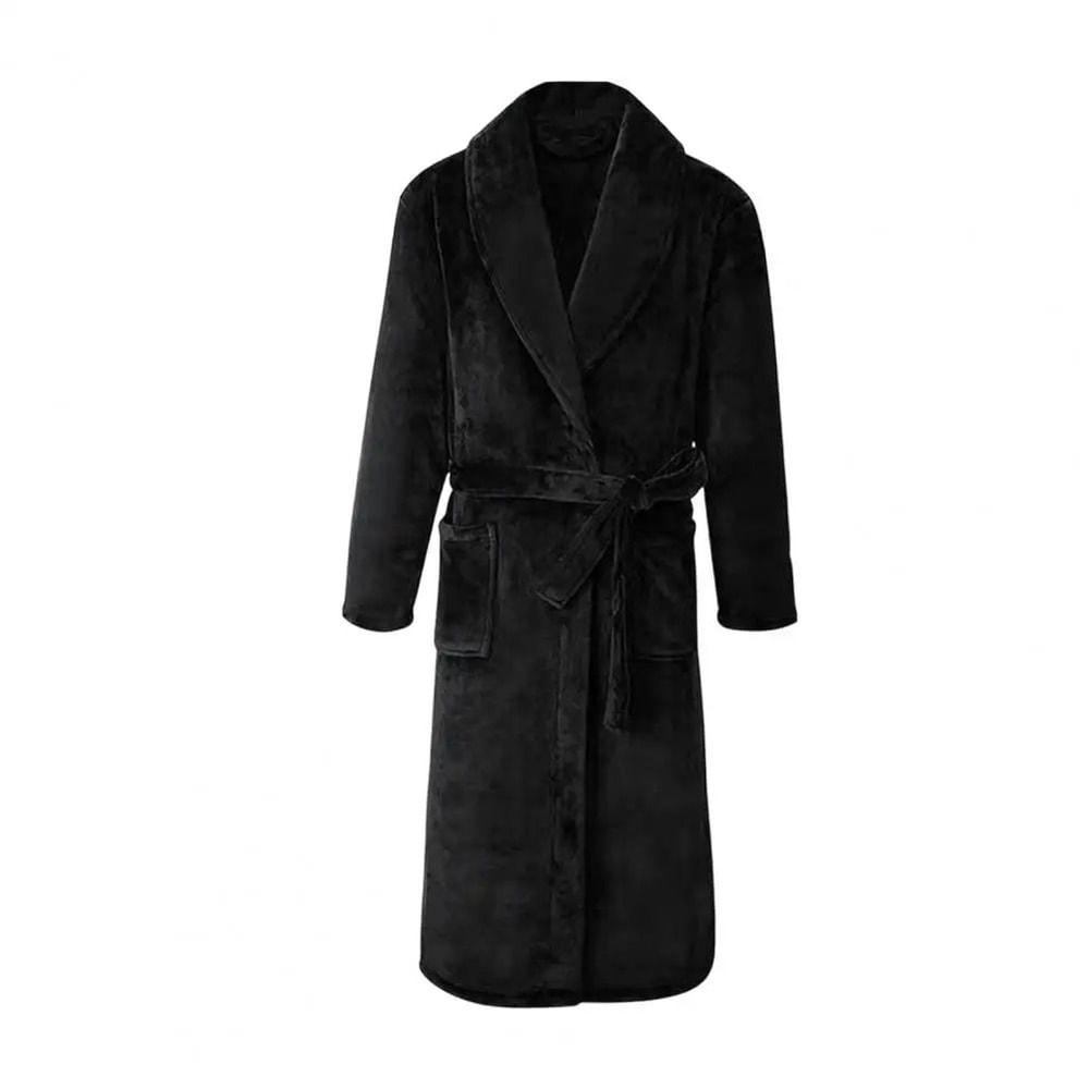 Mens Plush Flannel Winter Bathrobe Thick Lined Medium Length Home Robe 1