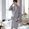 Mens Plush Flannel Winter Bathrobe Thick Lined Medium Length Home Robe 9