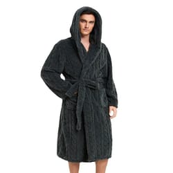 mens warm hooded velvet jacquard couple winter home robe