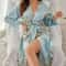 Elegant Floral Womens Silk Robe Long Sleeve Breathable Loungewear 2