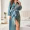 Elegant Floral Womens Silk Robe Long Sleeve Breathable Loungewear 3