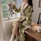 Cute Winter Pajama Robe Set Coral Fleece Nightgown Plus Velvet Warm Sleepwear 1