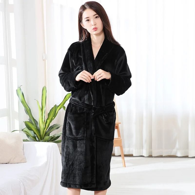 Thick Flannel Coral Velvet Winter Couple Robe Large Size Homewear 2