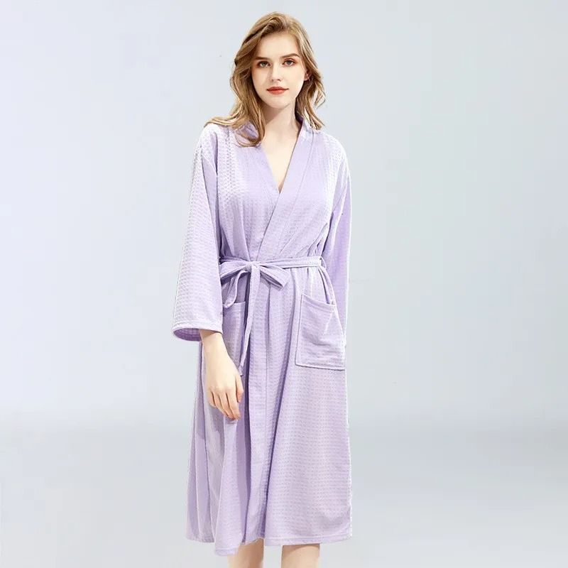 Unisex Waffle Bathrobe Quick Dry Sauna Homewear For Spring And Summer 10