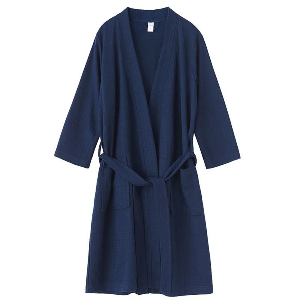 Unisex Waffle Bathrobe Quick Dry Sauna Homewear For Spring And Summer 13