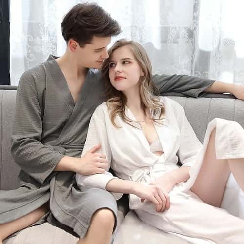 Unisex Waffle Bathrobe Quick Dry Sauna Homewear for Spring and Summer