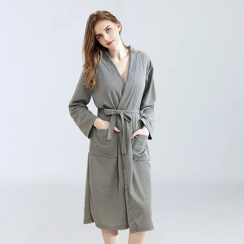 Unisex Waffle Bathrobe Quick Dry Sauna Homewear For Spring And Summer 5