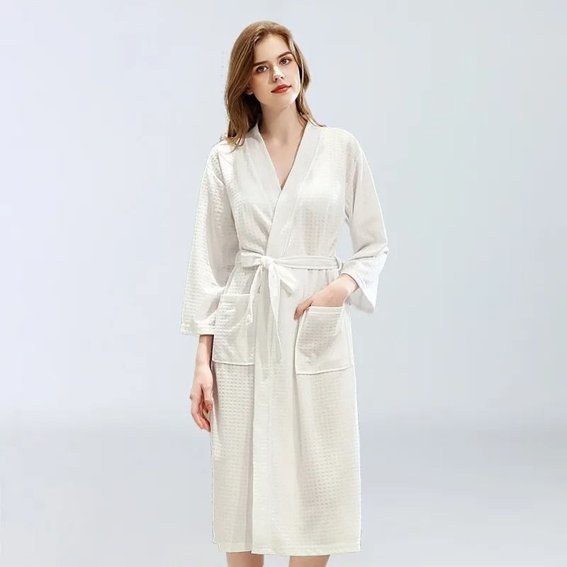Unisex Waffle Bathrobe Quick Dry Sauna Homewear For Spring And Summer 6