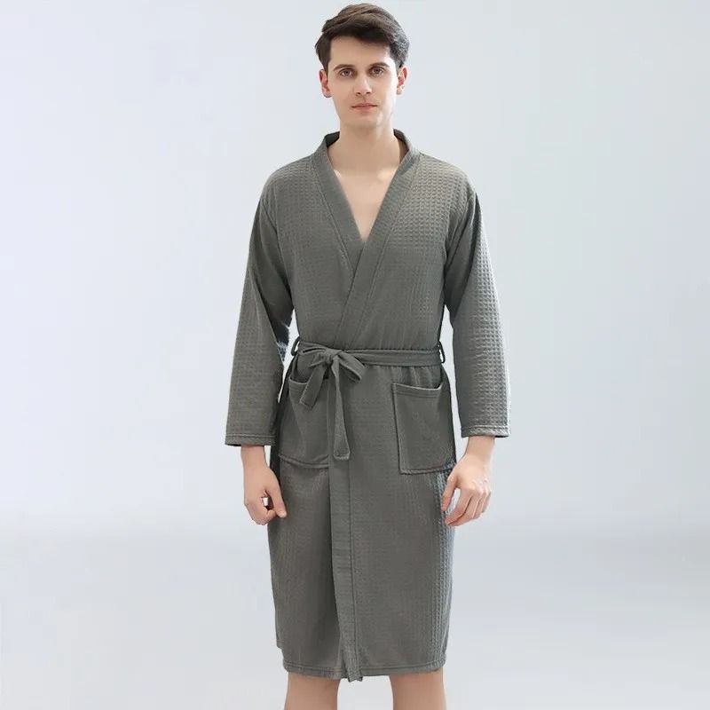 Unisex Waffle Bathrobe Quick Dry Sauna Homewear For Spring And Summer 1