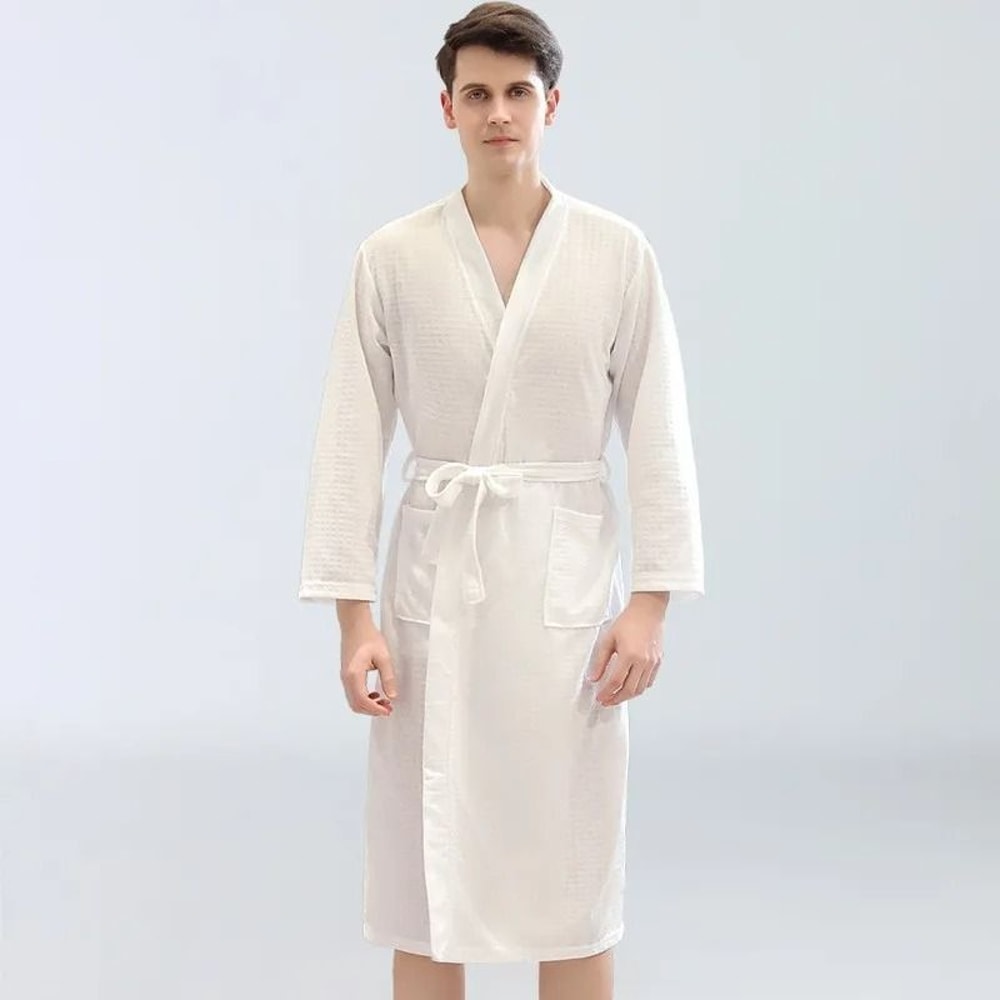 Unisex Waffle Bathrobe Quick Dry Sauna Homewear For Spring And Summer 2