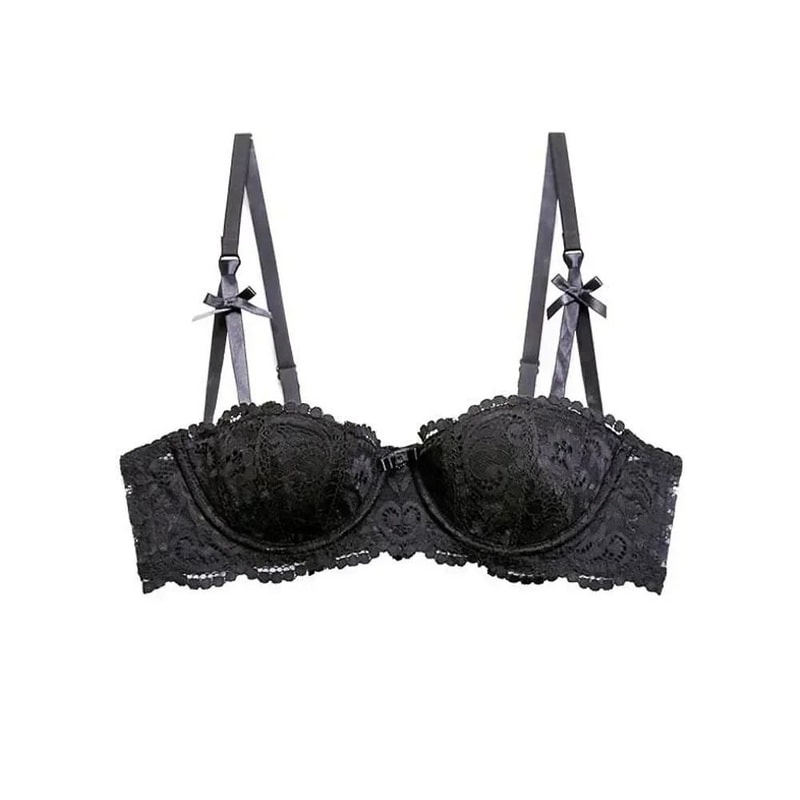 French Style Lace Half Cup Push Up Bra Deep V Sexy Bralette 2