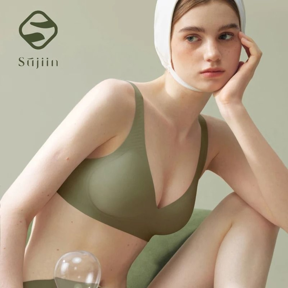 SUJIIN Seamless Push Up Wireless Deep V Support Bra 9
