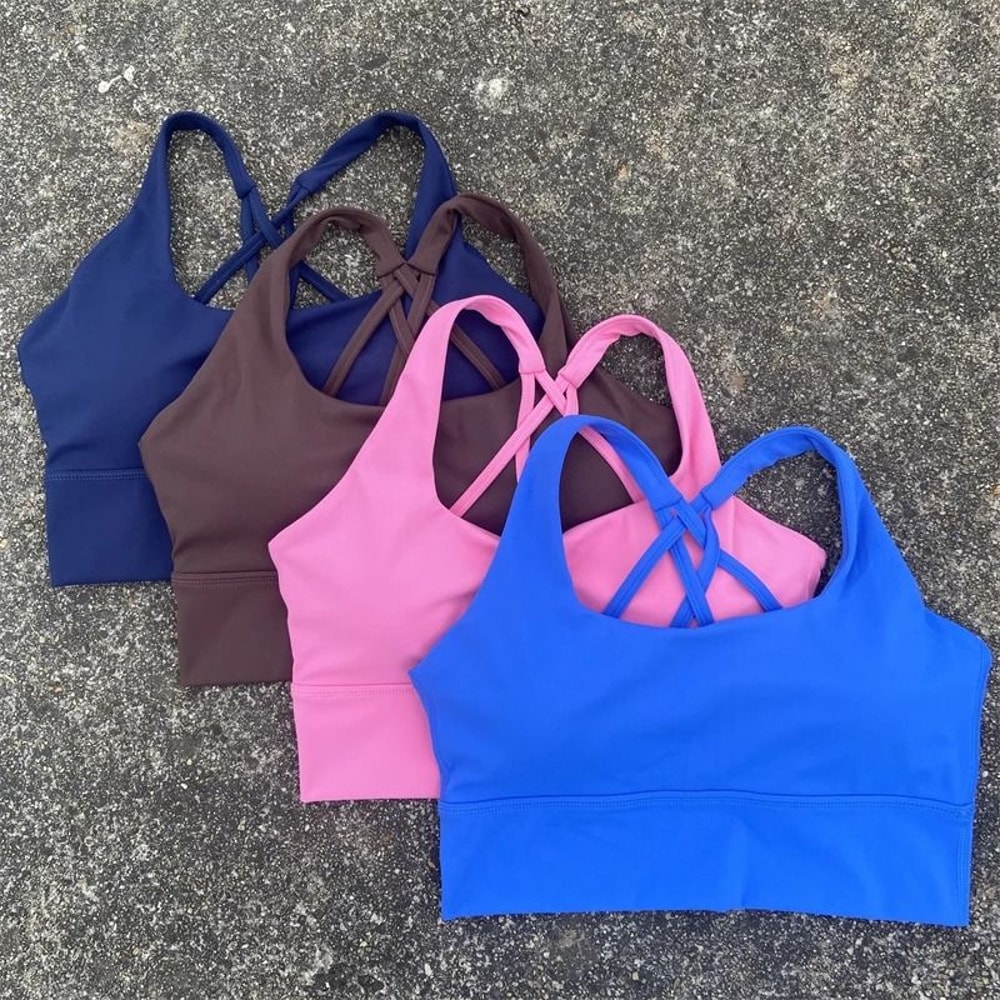 Cross Strap High Impact Sports Bra Push Up Yoga Crop Top 7