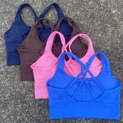 cross strap high impact sports bra push up yoga crop top