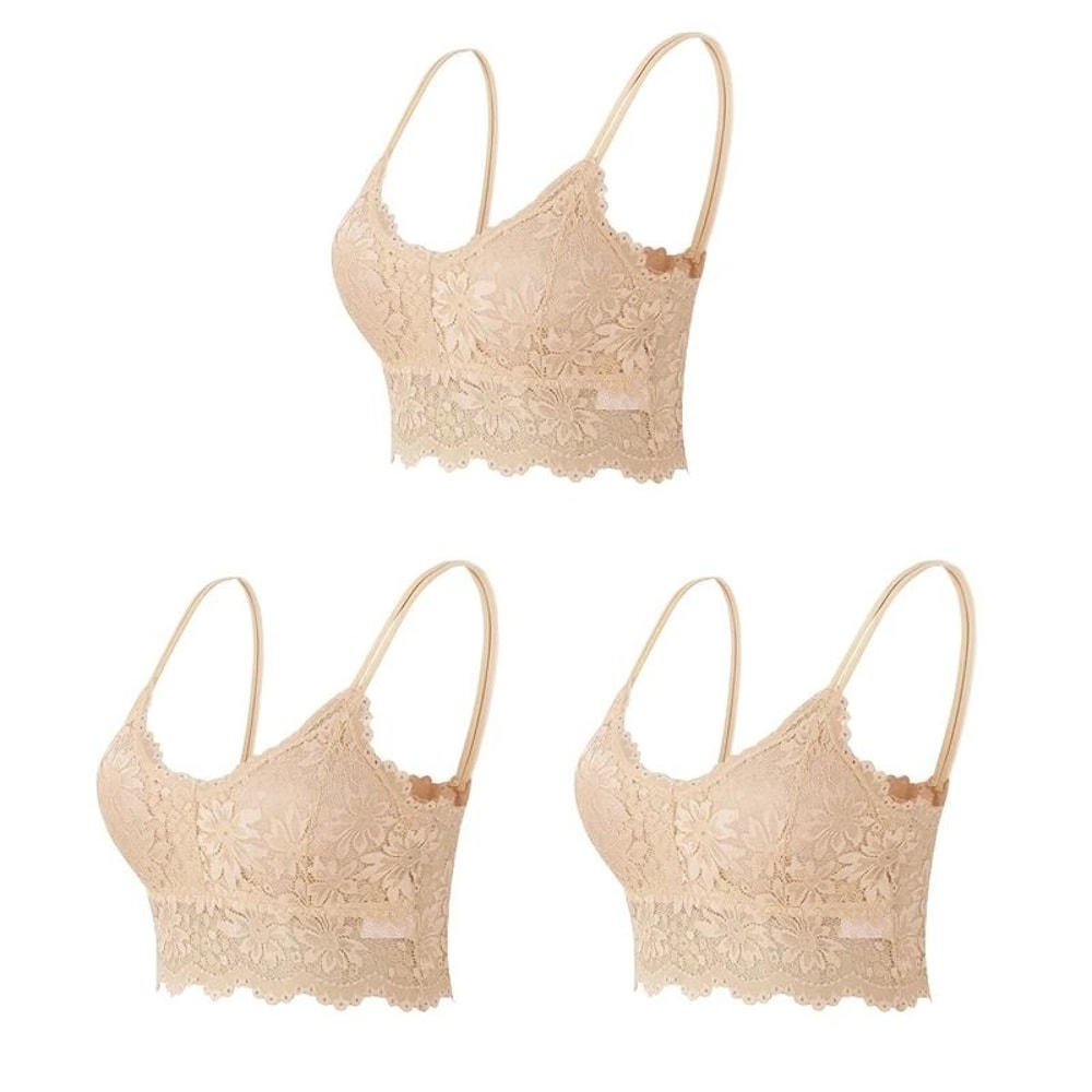 Elegance 3 Pack Lace Bralette Wireless Seamless Lingerie Top 6