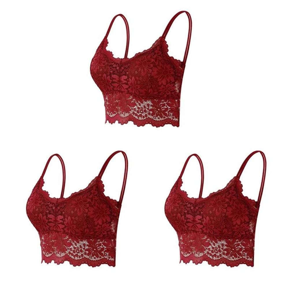 Elegance 3 Pack Lace Bralette Wireless Seamless Lingerie Top 5