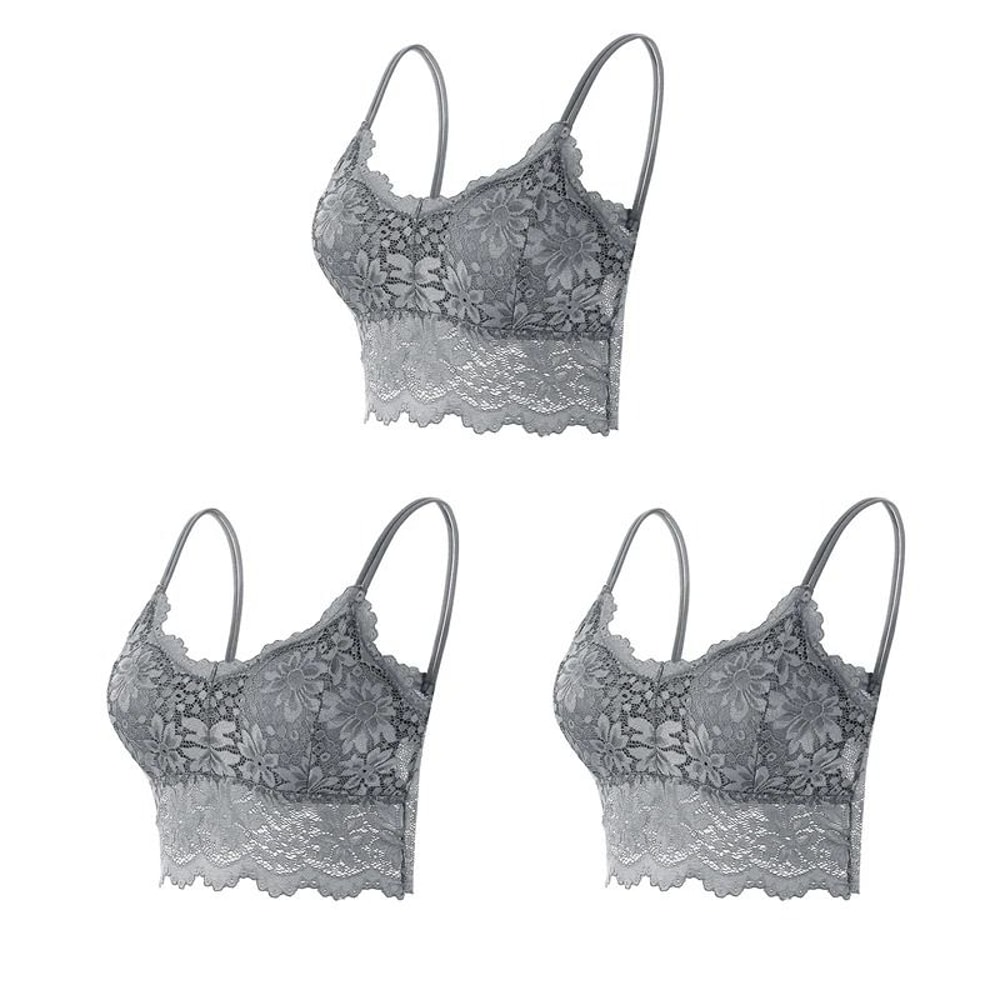 Elegance 3 Pack Lace Bralette Wireless Seamless Lingerie Top 4