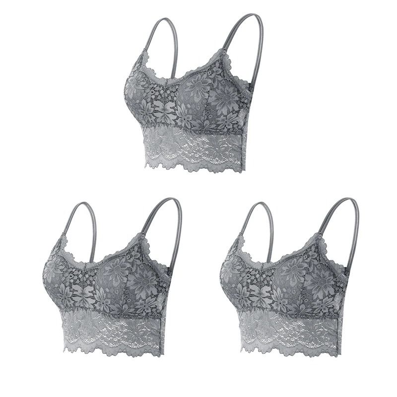Elegance 3 Pack Lace Bralette Wireless Seamless Lingerie Top 4