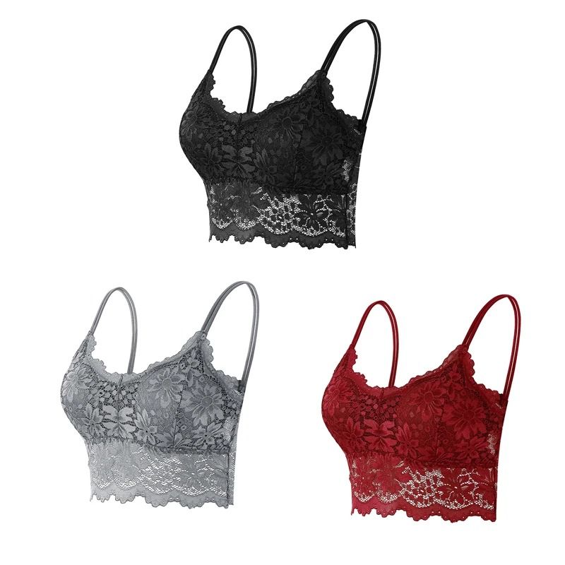 Elegance 3 Pack Lace Bralette Wireless Seamless Lingerie Top 13