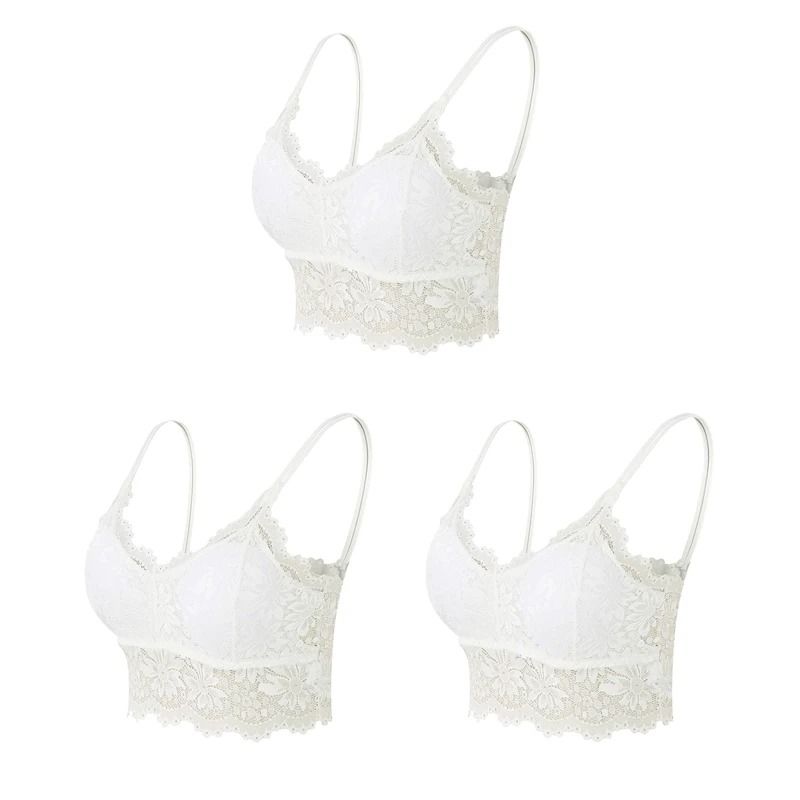 Elegance 3 Pack Lace Bralette Wireless Seamless Lingerie Top 1
