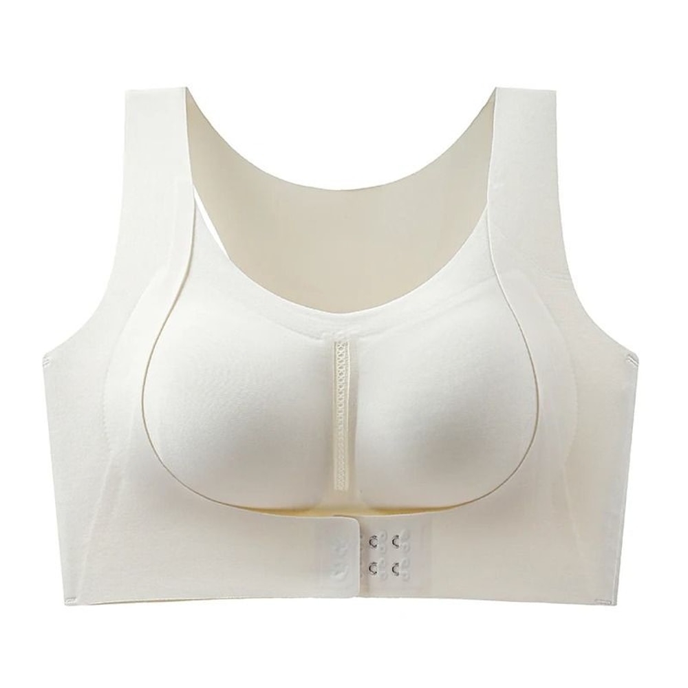 CAITING Seamless Posture Correction Bra Wireless Front Closure Cross Back 4